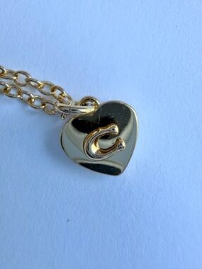 NWT Coach Small 14k Gold Heart Pendant Necklace with C Brand Emblem